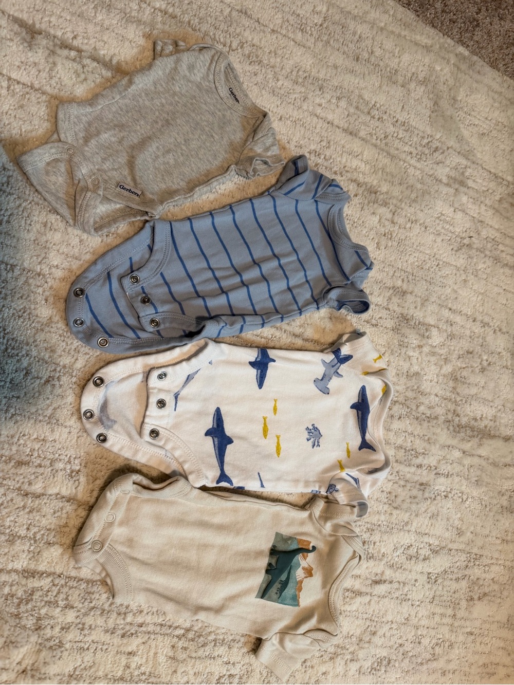 Baby Boys 4-Pack One-Piece Bodysuits - Blue, Gray, White - Unbranded